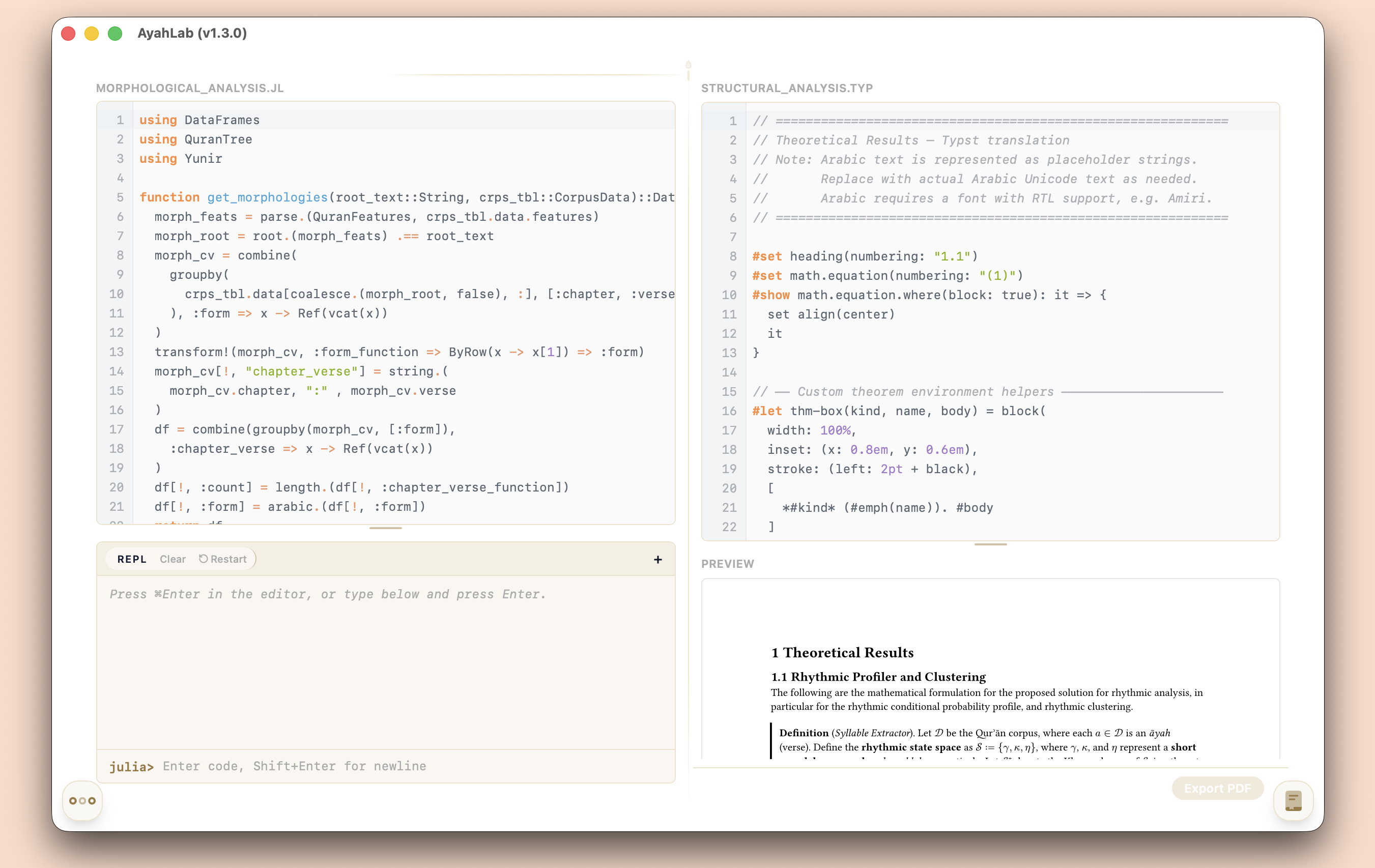 Typst + Julia split view